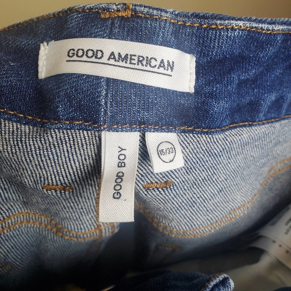 Good American Medium Blue Distressed Boyfriend Jeans - Picture 3 of 12